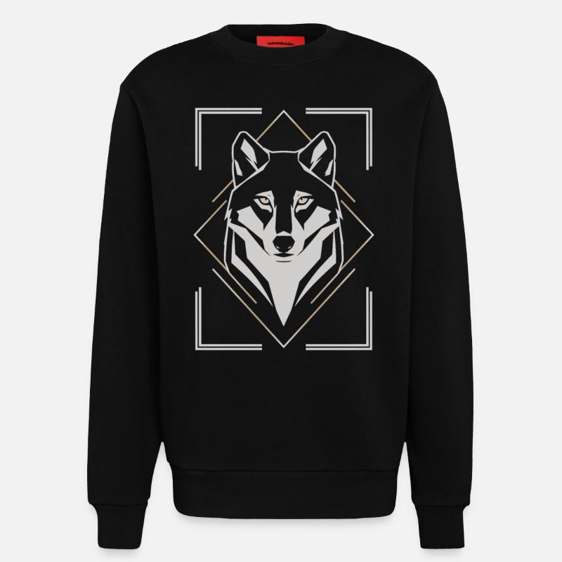 Stylish Wolf Head Geometric - Sweatshirt - made by SPREAD - SOLID BLACK