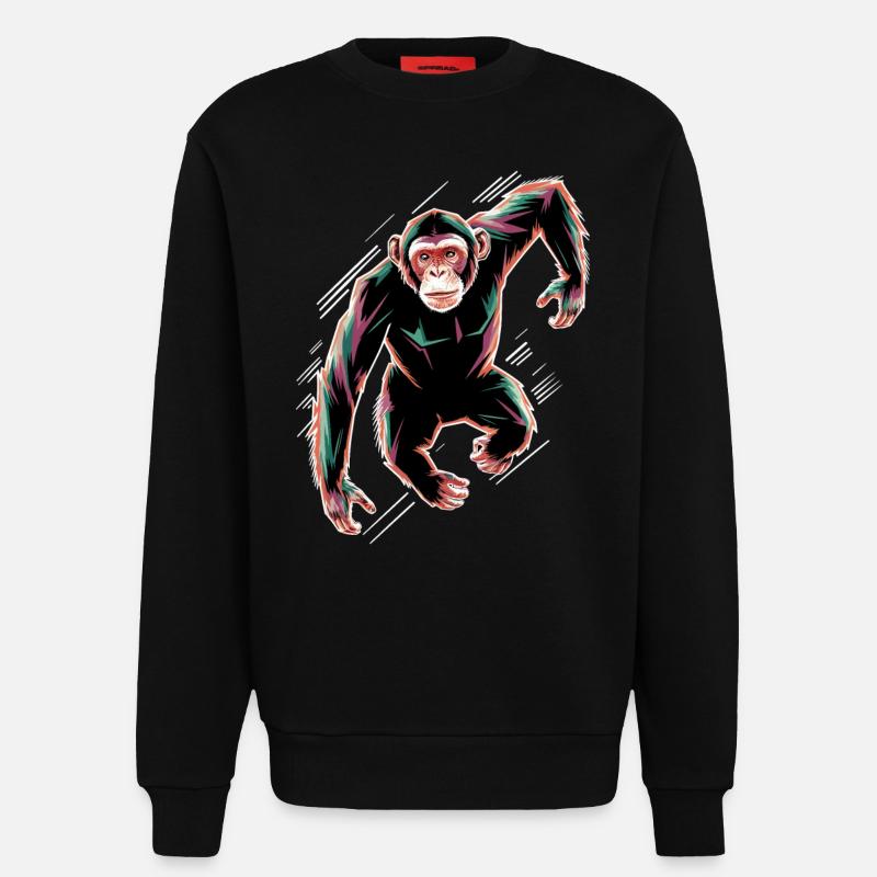 Dynamisches Schimpansen-Motiv - Sweatshirt - made by SPREAD  - SOLID BLACK