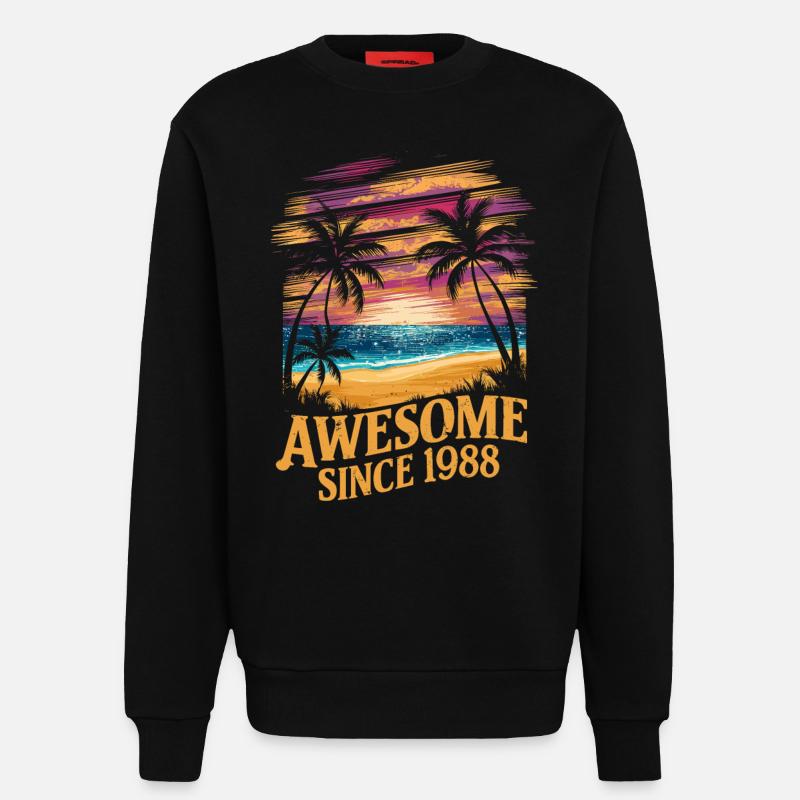 Awesome Since 1988 Beach Sunset - Sweatshirt - made by SPREAD  - SOLID BLACK