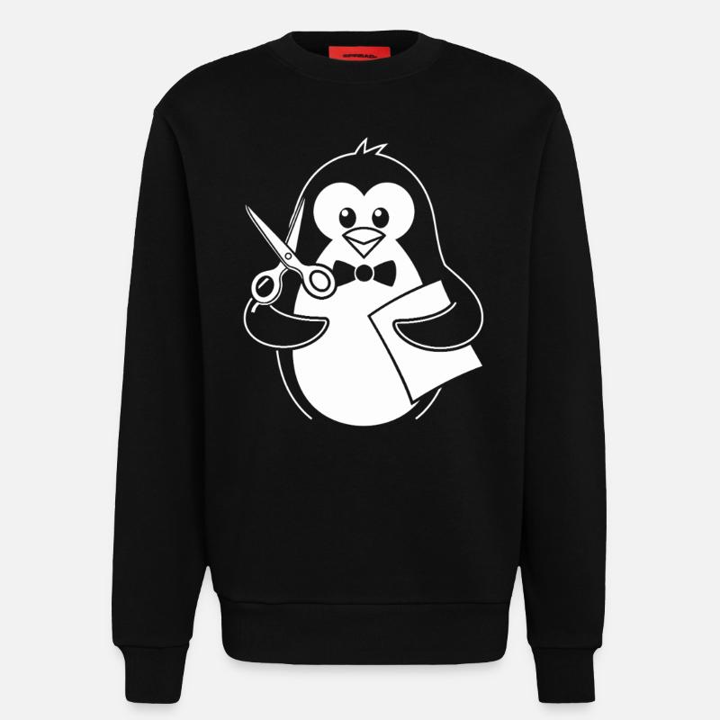 Pinguin Mit Schere Bastelhobby - Sweatshirt - made by SPREAD - SOLID BLACK