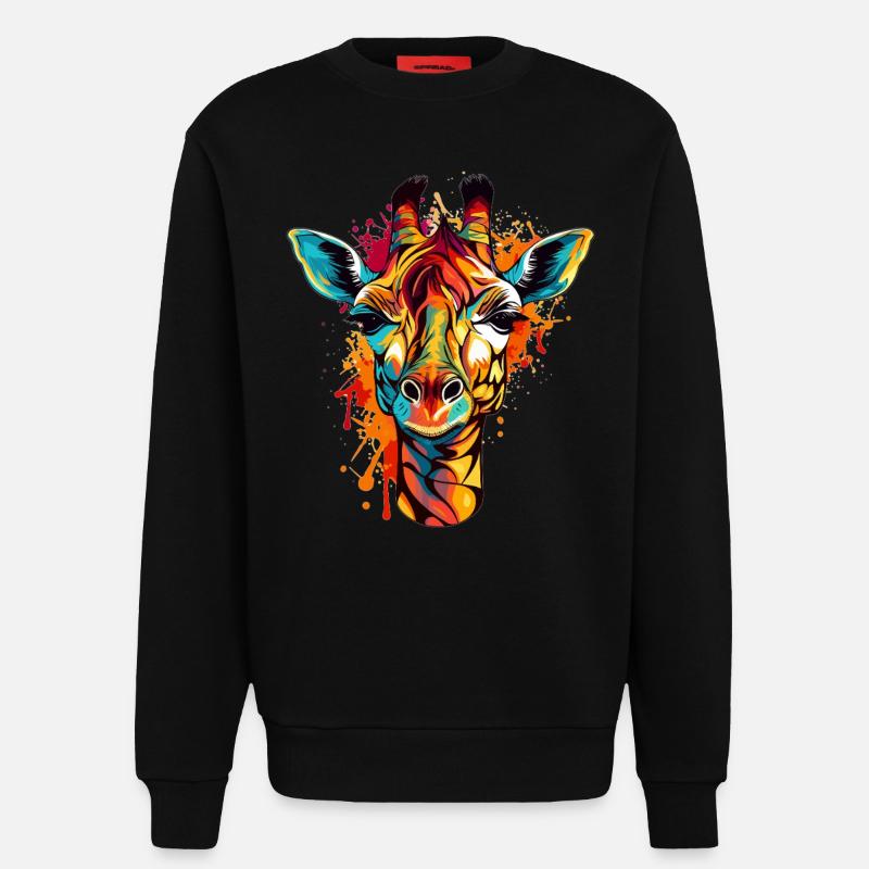 Bunte Giraffe im Splash-Look - Sweatshirt - made by SPREAD  - SOLID BLACK