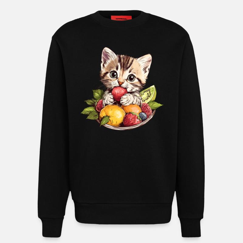 Katze mit Obstschale - Sweatshirt - made by SPREAD  - SOLID BLACK