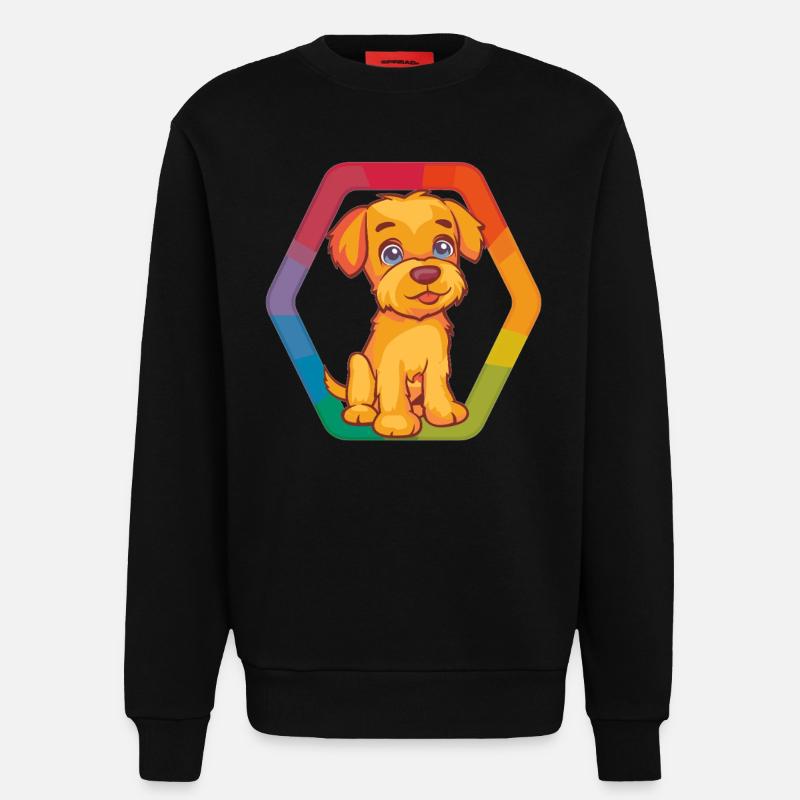 Bunter Hund mit Regenbogenrahmen - Sweatshirt - made by SPREAD  - SOLID BLACK