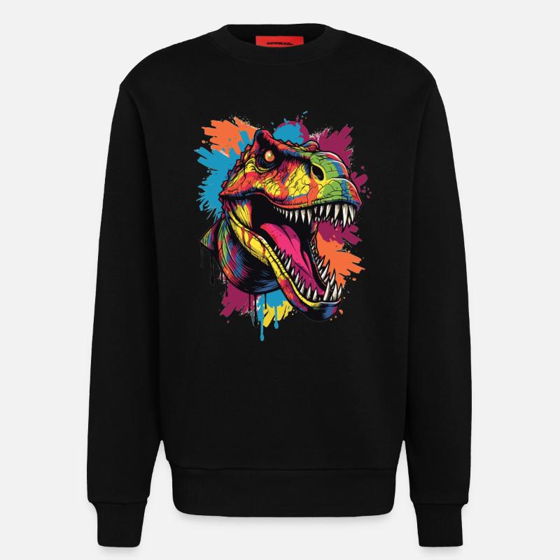Bunter T-Rex Kopf - Sweatshirt - made by SPREAD  - SOLID BLACK
