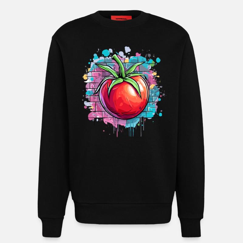 Graffiti tomato on wall - Sweatshirt - made by SPREAD  - SOLID BLACK