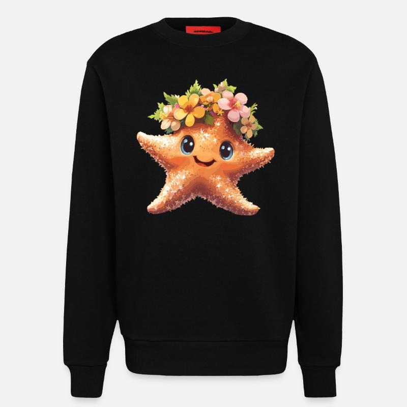 Seestern mit Blütenkrone - Sweatshirt - made by SPREAD  - SOLID BLACK
