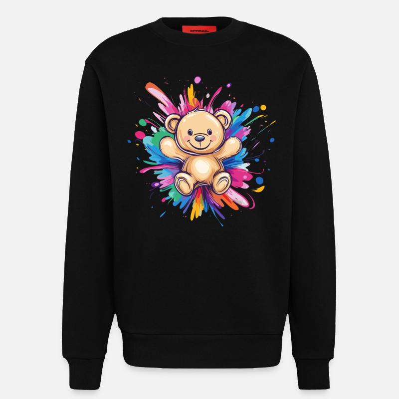 Teddybär Farbexplosion - Sweatshirt - made by SPREAD  - SOLID BLACK