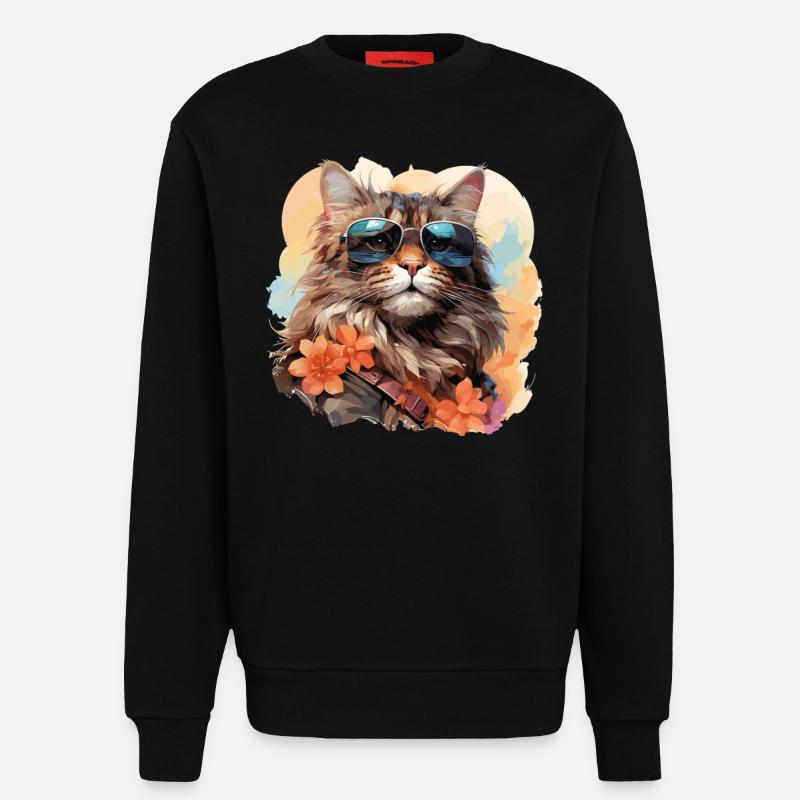 Hawaii Katze mit Stil - Sweatshirt - made by SPREAD  - SOLID BLACK