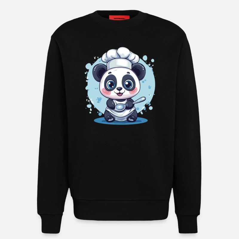 Panda with chef's hat - Sweatshirt - made by SPREAD  - SOLID BLACK