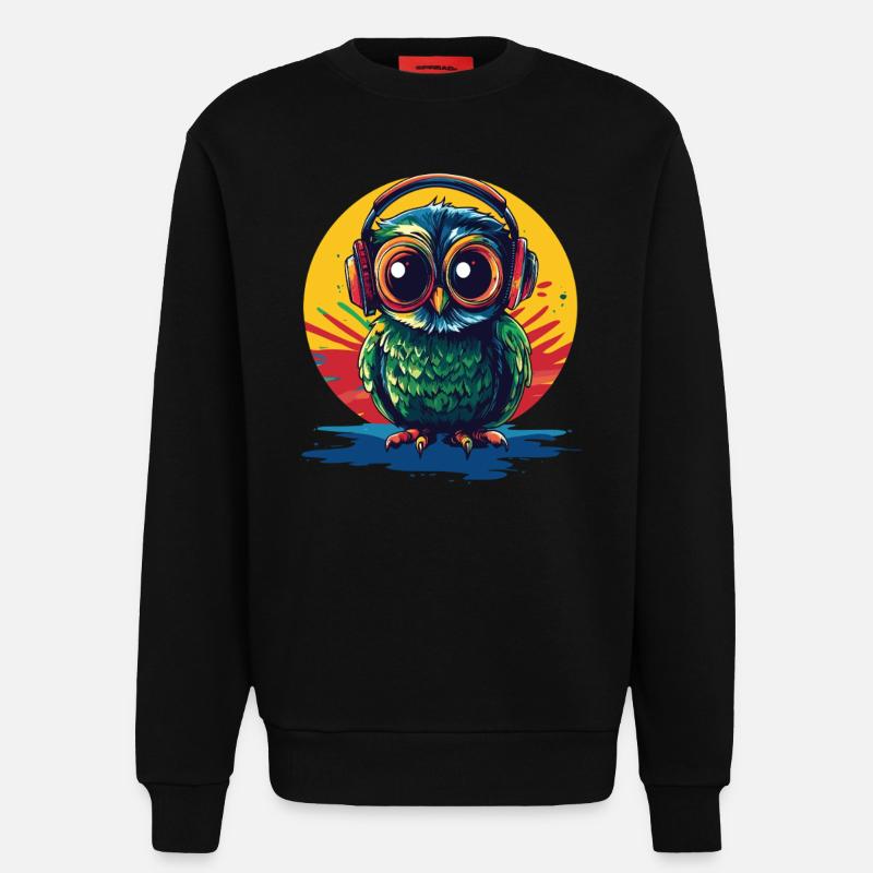 Eule mit Kopfhörern - Sweatshirt - made by SPREAD  - SOLID BLACK