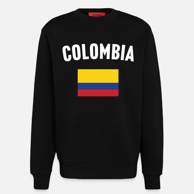 Drapeau de la Colombie - Sweat bio décontracté fabriqué en UE - SOLID BLACK