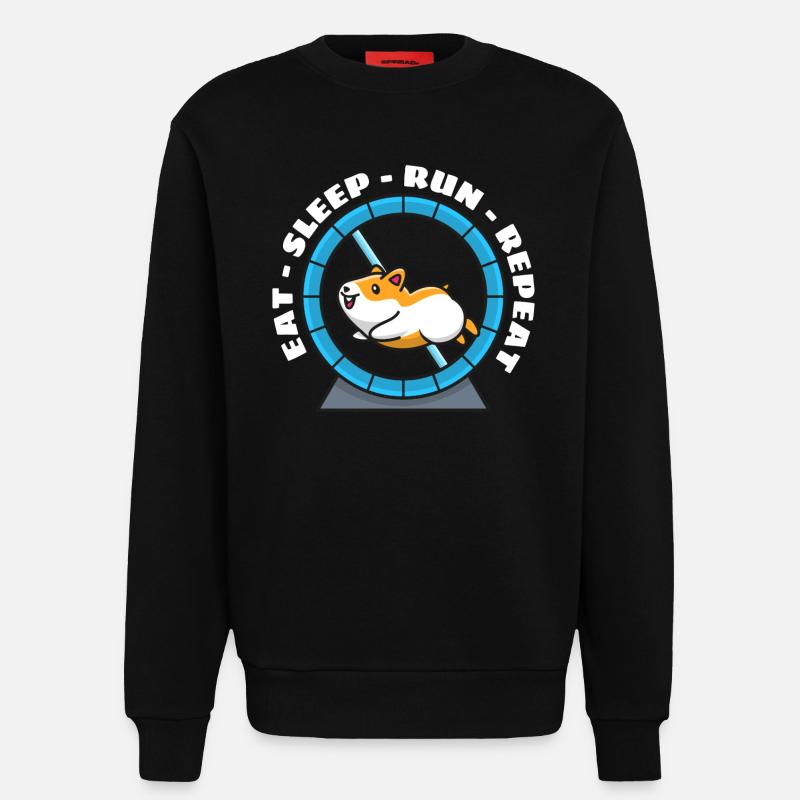 Hamster Eat Sleep Run Repeat - Sweatshirt - made by SPREAD - SOLID BLACK