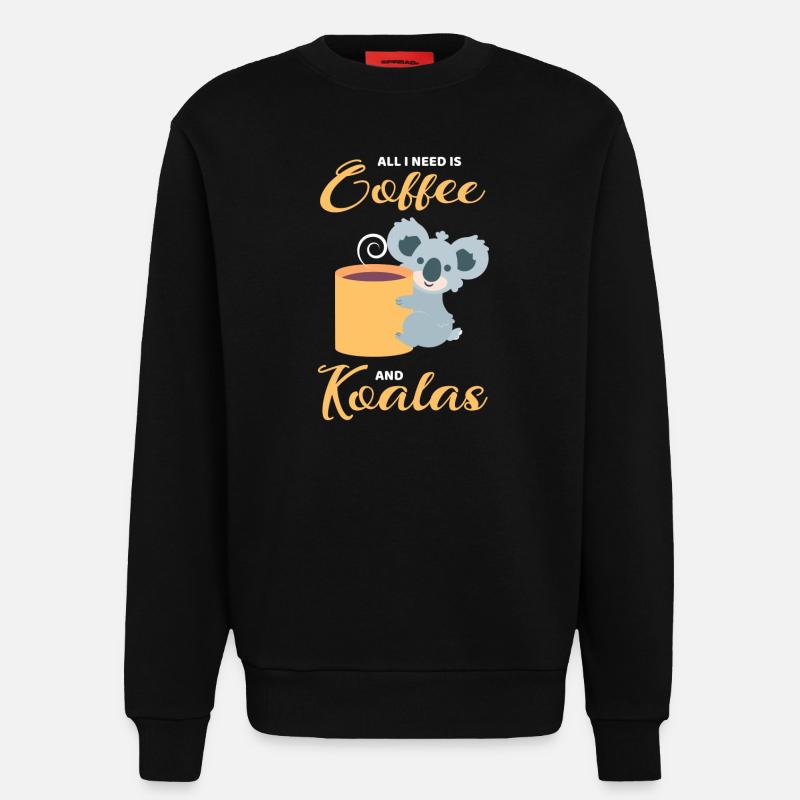 Les koalas et le café - Sweat bio décontracté fabriqué en UE - SOLID BLACK