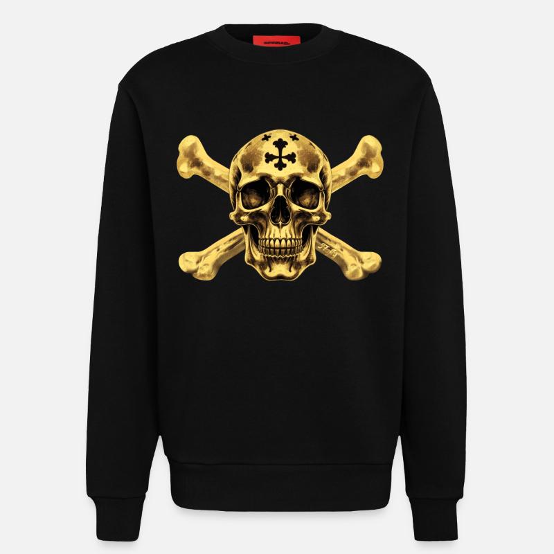 Crâne de pirate doré ☠ - Sweat bio décontracté fabriqué en UE - SOLID BLACK