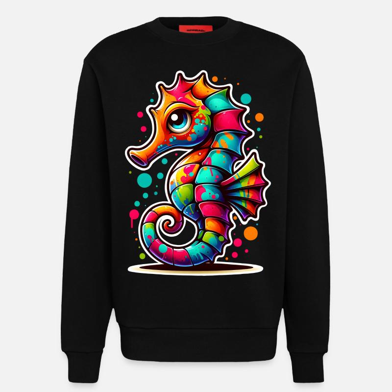 Hippocampe Hippocampe - Sweat bio décontracté fabriqué en UE - SOLID BLACK