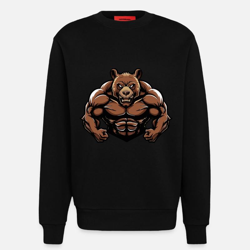 Musculation Bear Muscles Musculation - Sweat bio décontracté fabriqué en UE - SOLID BLACK