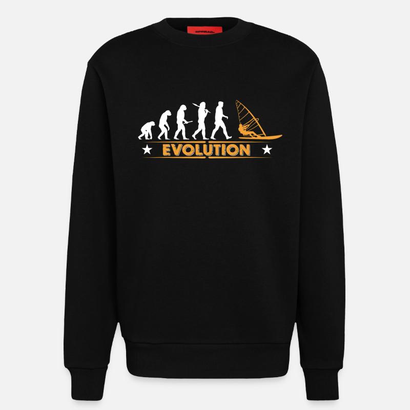 Windsurfen Evolution - orange/weiss - Sweatshirt - made by SPREAD  - SOLID BLACK