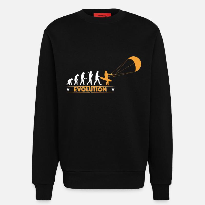 Kitesurfing - evolution - Sweatshirt - made by SPREAD  - SOLID BLACK