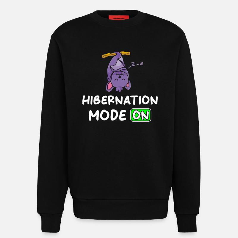 Mode d’hibernation activé avec Bat - Sweat bio décontracté fabriqué en UE - SOLID BLACK
