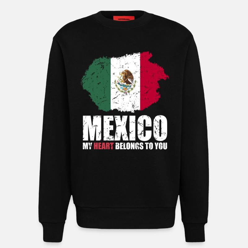 Drapeau du Mexique - Sweat bio décontracté fabriqué en UE - SOLID BLACK