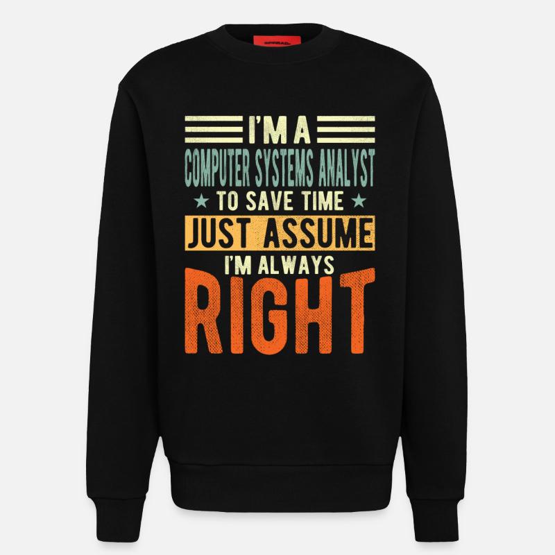 Analyste de systèmes informatiques - Sweat bio décontracté fabriqué en UE - SOLID BLACK