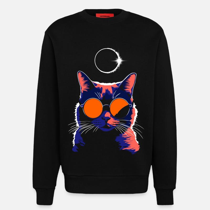 Katze Sonnenbrille Total Eclipse Cat - Sweatshirt - made by SPREAD  - SOLID BLACK