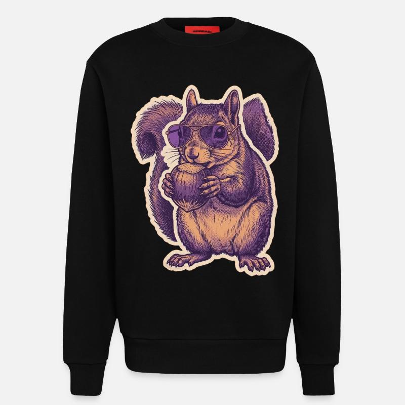 Eichhörnchen Mit Sonnenbrille Knabbert Haselnuss - Sweatshirt - made by SPREAD  - SOLID BLACK