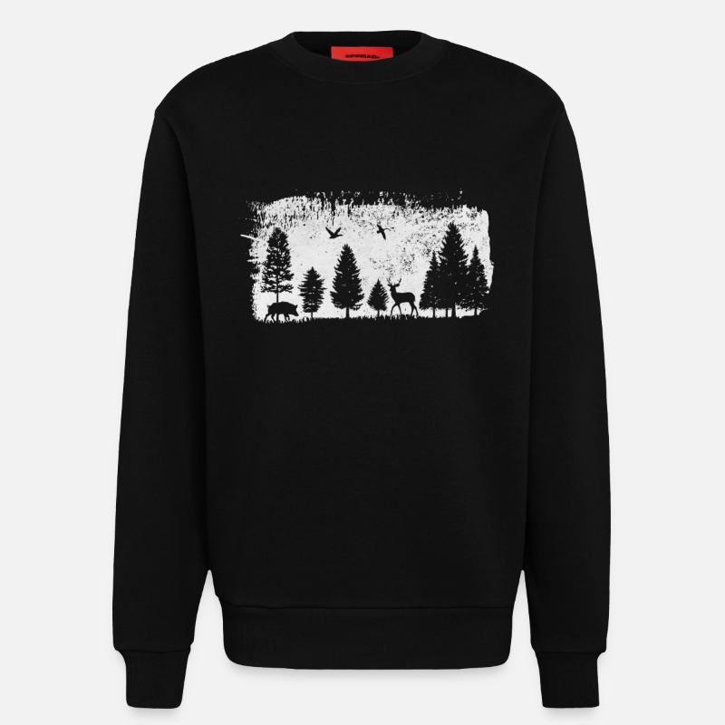 Forêt Animaux Conception - Sweat bio décontracté fabriqué en UE - SOLID BLACK
