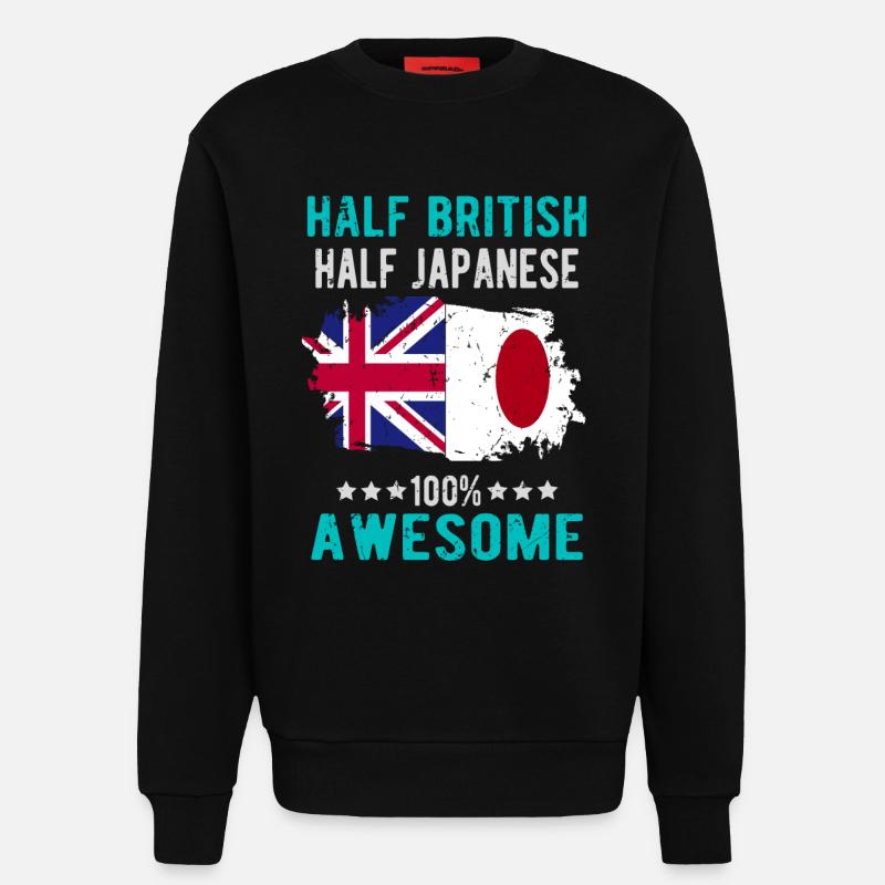 Half British Half Japanese - Sweatshirt - made by SPREAD  - SOLID BLACK