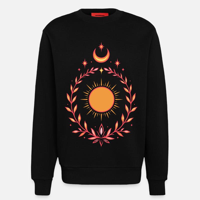 Soleil d’été – Boho Litha Design - Sweat bio décontracté fabriqué en UE - SOLID BLACK