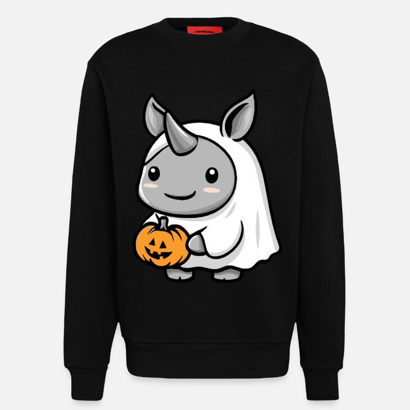 Rhino Halloween Comic Ghost - Sweatshirt - made by SPREAD  - SOLID BLACK