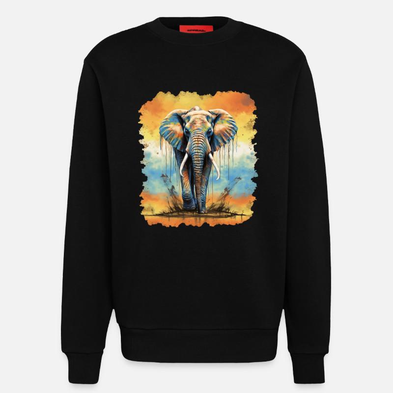 Elephant - Sweatshirt - made by SPREAD  - SOLID BLACK
