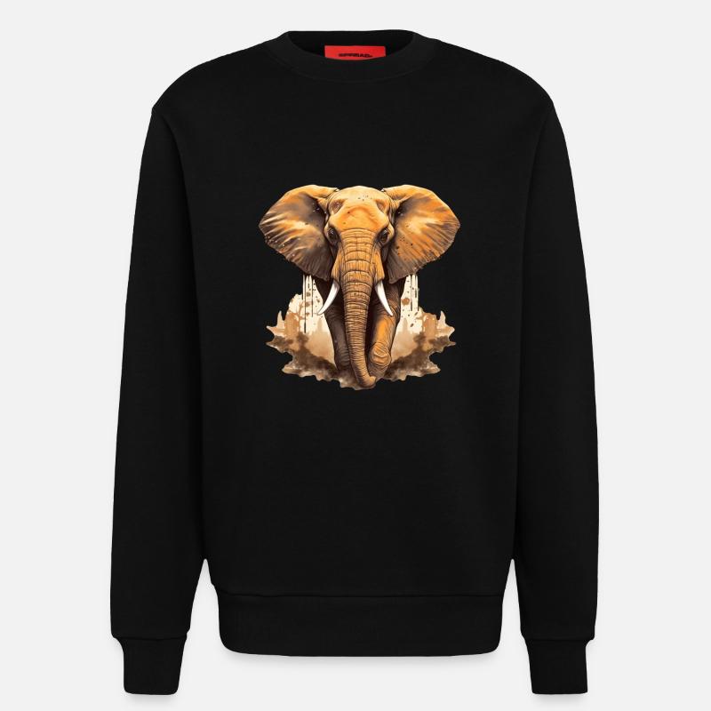 Elephant - Sweatshirt - made by SPREAD - SOLID BLACK
