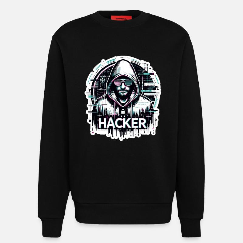 Hacker - Illustration - Sweatshirt - made by SPREAD  - SOLID BLACK
