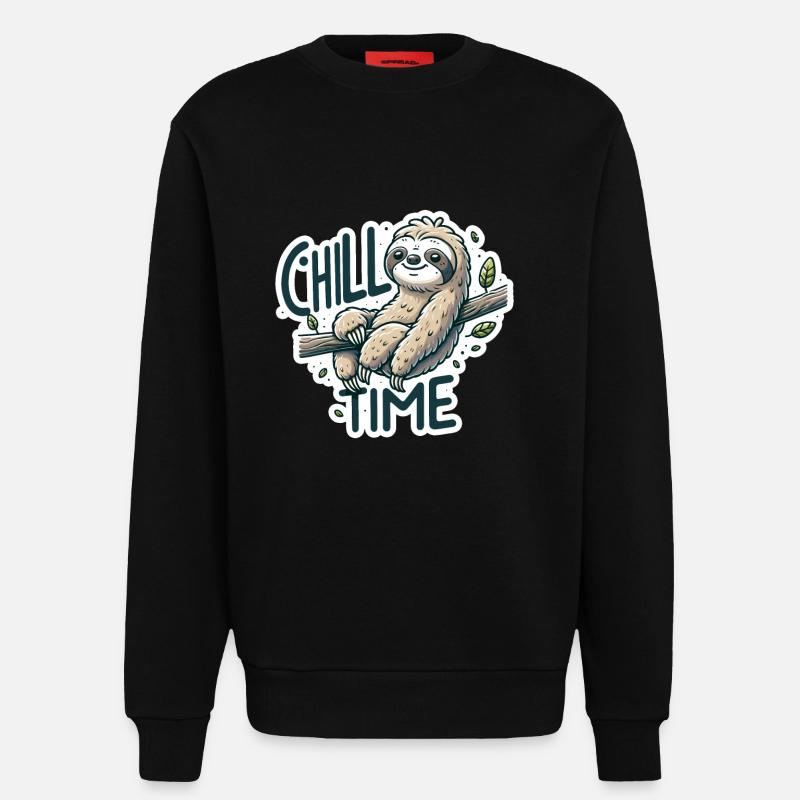 Chill Time - Sloth Illustration - Sweatshirt - made by SPREAD  - SOLID BLACK