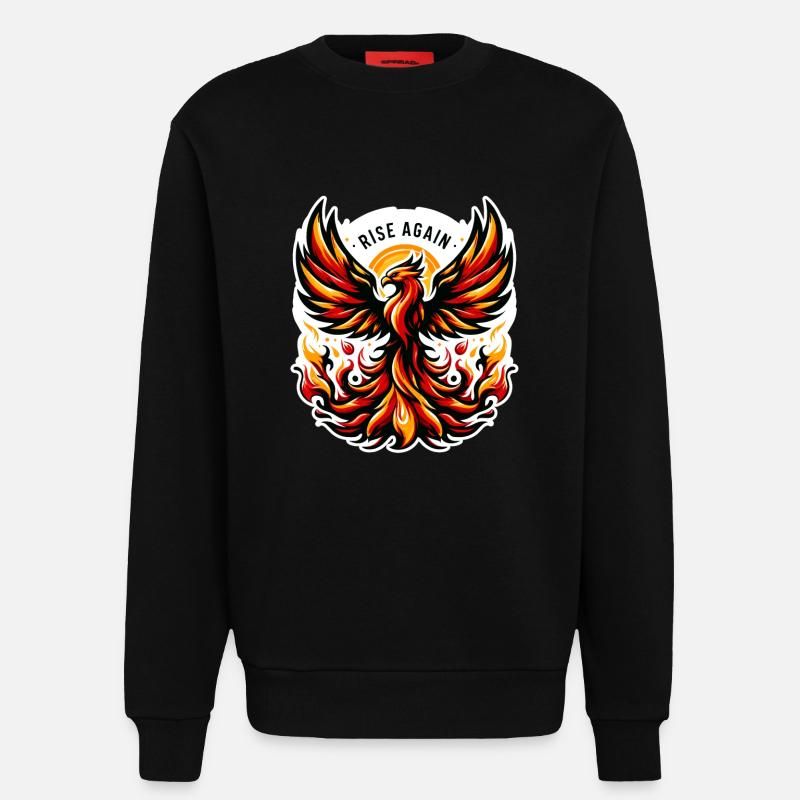 Rise Again - Phoenix Illustration - Sweatshirt - made by SPREAD  - SOLID BLACK