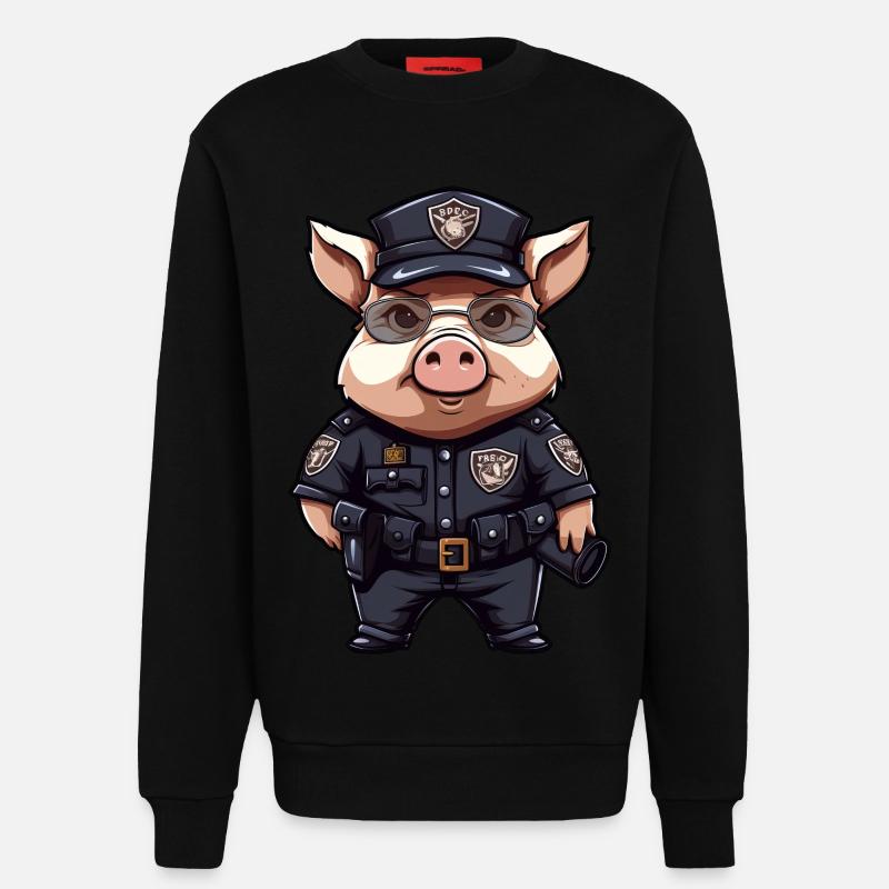 Piggy Policeman - Sweatshirt - made by SPREAD  - SOLID BLACK