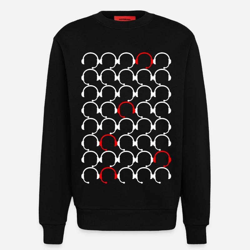 Headset pattern with red accents - Sweatshirt - made by SPREAD  - SOLID BLACK