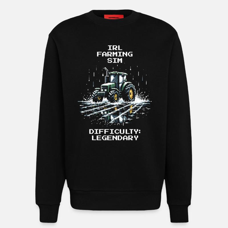 IRL Farming | Difficulty: Legendary - Sweatshirt - made by SPREAD  - SOLID BLACK
