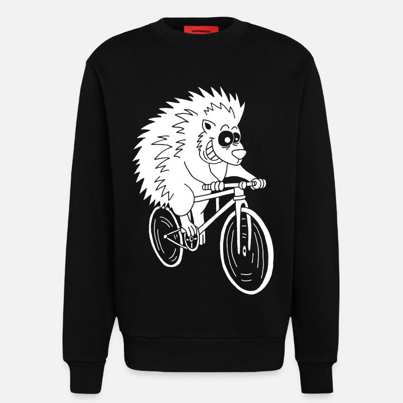 hérisson blanc à vélo - Sweat bio décontracté fabriqué en UE - SOLID BLACK