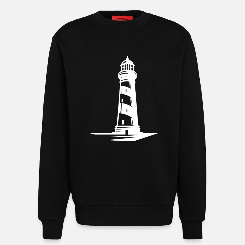 Vieux phare côtier rayé solitaire - Sweat bio décontracté fabriqué en UE - SOLID BLACK