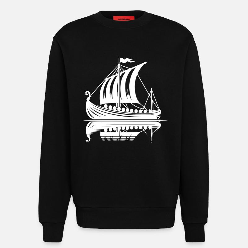 Starkes Wikinger Drachenboot mit Segel - Sweatshirt - made by SPREAD  - SOLID BLACK
