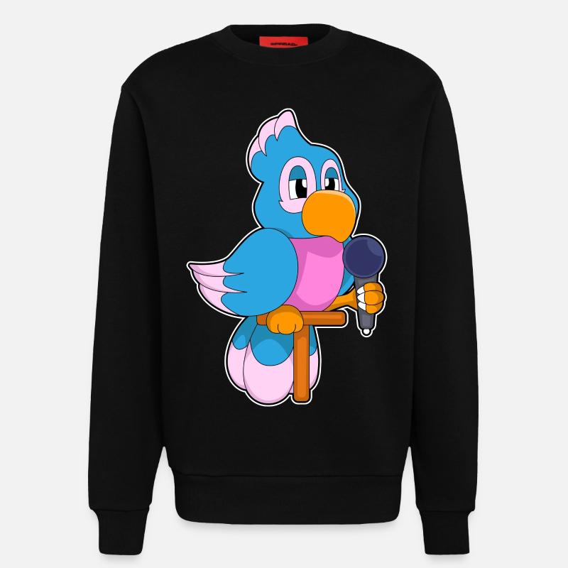 Parrot Singer Microphone - Sweatshirt - made by SPREAD - SOLID BLACK