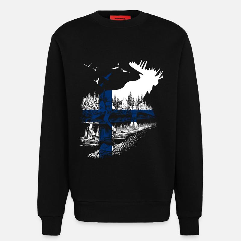 FINNLAND ELCH - Sweatshirt - made by SPREAD  - SOLID BLACK