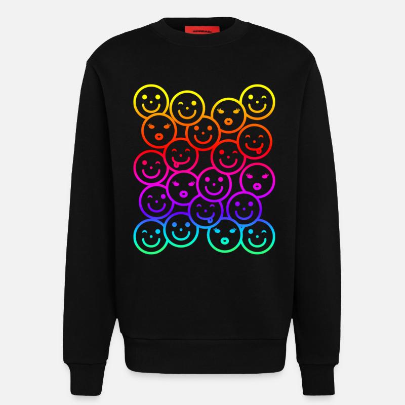 Colorful funny faces with rainbow gradient - Sweatshirt - made by SPREAD - SOLID BLACK
