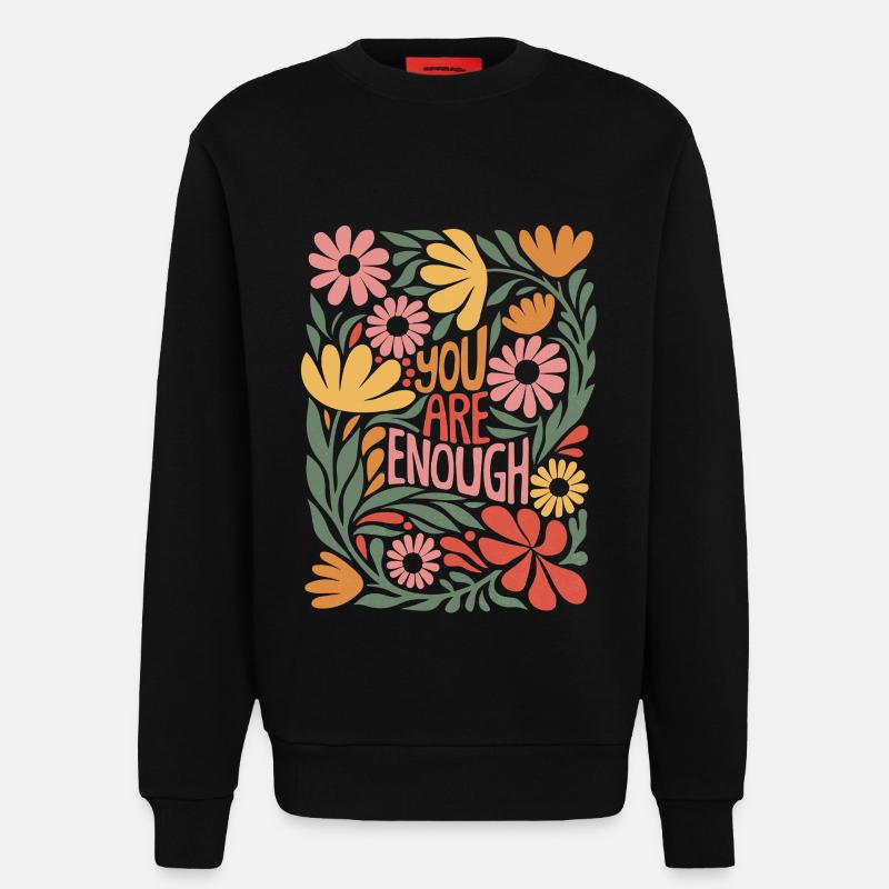 Positives Selbstliebe Boho-Blumendesign - Sweatshirt - made by SPREAD  - SOLID BLACK