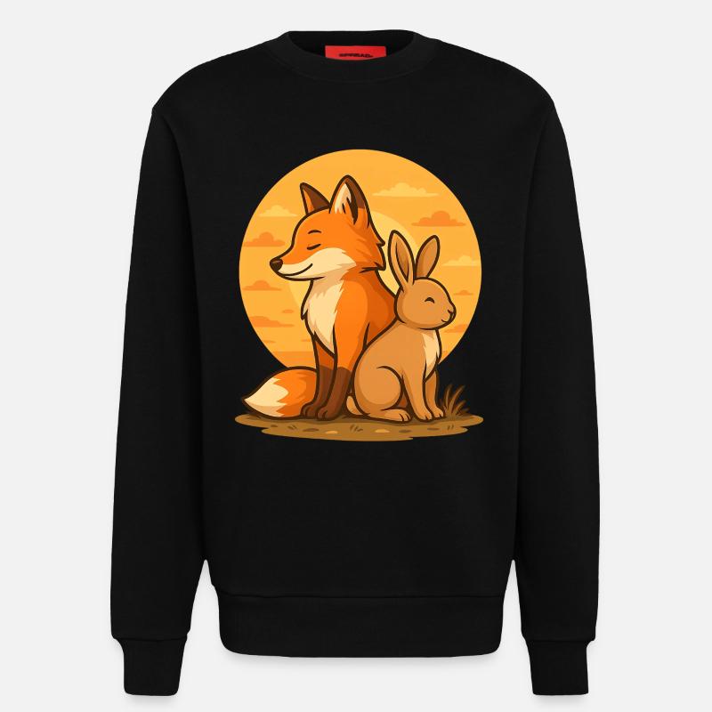 Fox and Rabbit - Sweatshirt - made by SPREAD  - SOLID BLACK