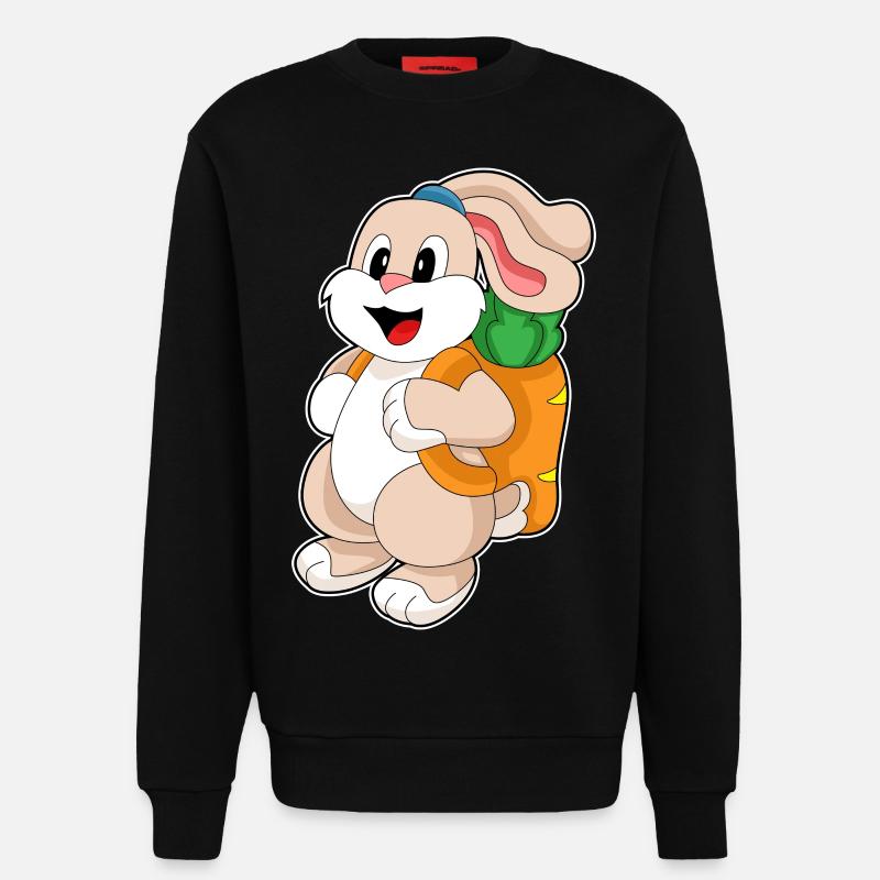 Rabbit Carrot Backpack - Sweatshirt - made by SPREAD  - SOLID BLACK