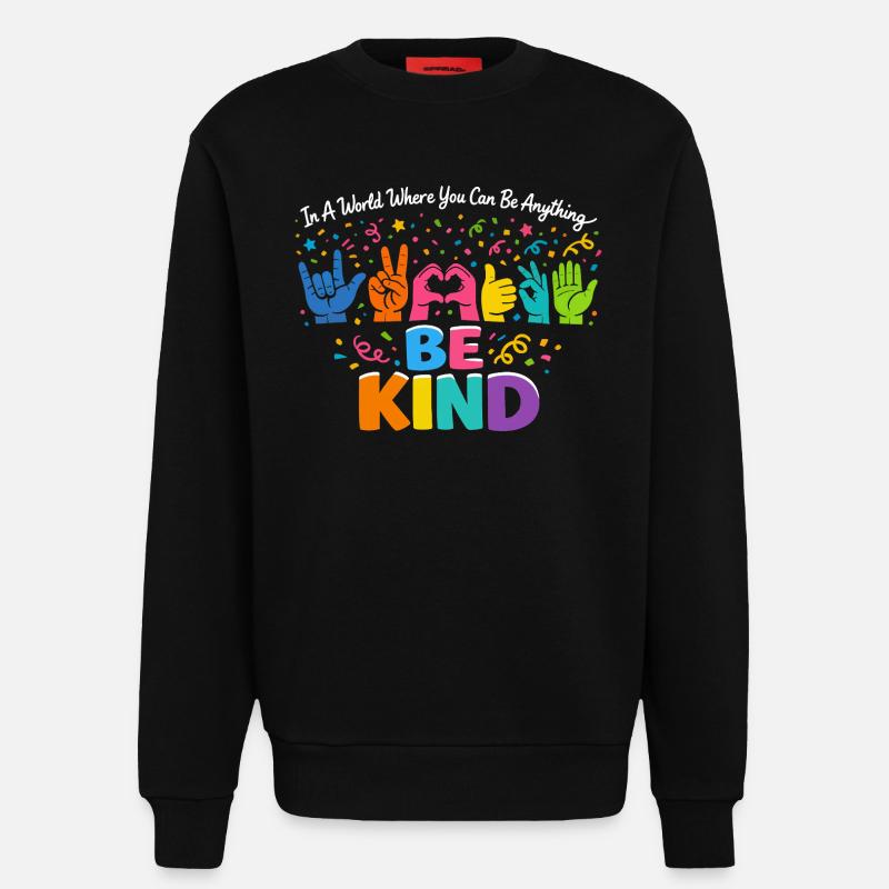 Sei freundlich Gebärdensprache inklusiv - Sweatshirt - made by SPREAD  - SOLID BLACK