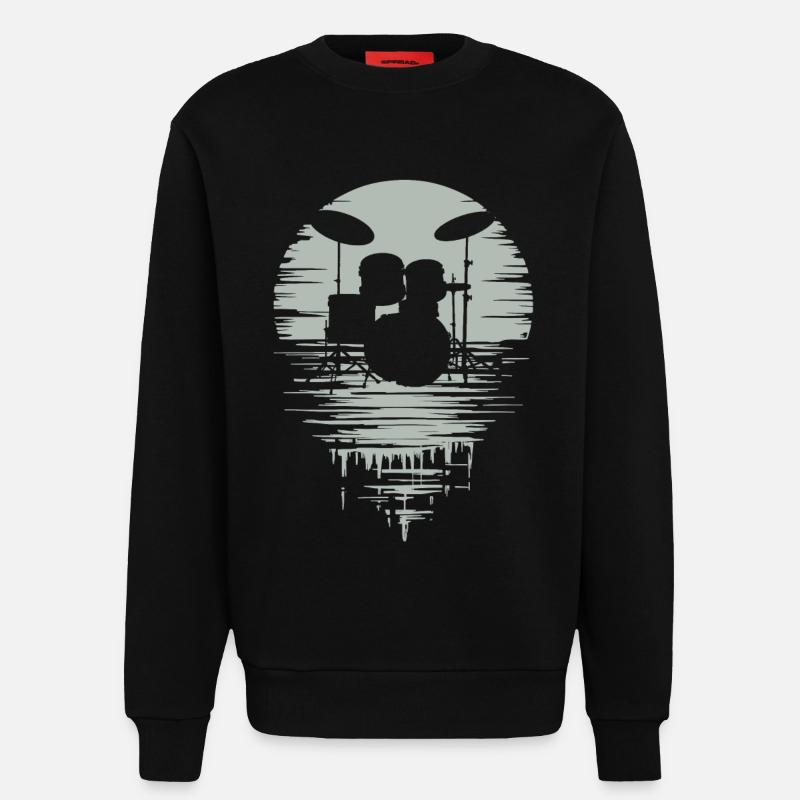 Drumset Silhouette Schlagzeug mit Spiegelung - Sweatshirt - made by SPREAD  - SOLID BLACK